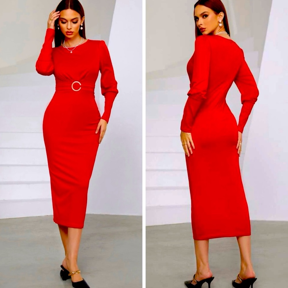 Lantern Sleeve Pencil Dress